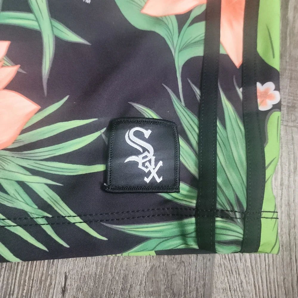 Hurley Board Shorts Men 38 Black Chicago White Sox Floral MLB Phantom Swim Trunk